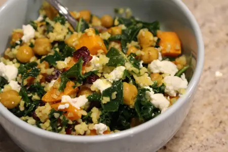 Bulgar Salad with Sweet Potatoes, Kale, Chickpeas