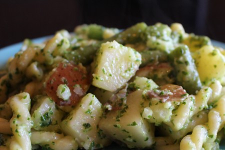 Pasta with Pesto, Potatoes and Green Beans