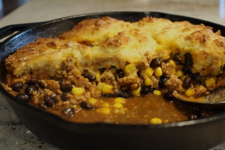 Simple Skillet Chili with Biscuits