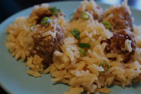 Skillet Turkey Meatballs with Rice